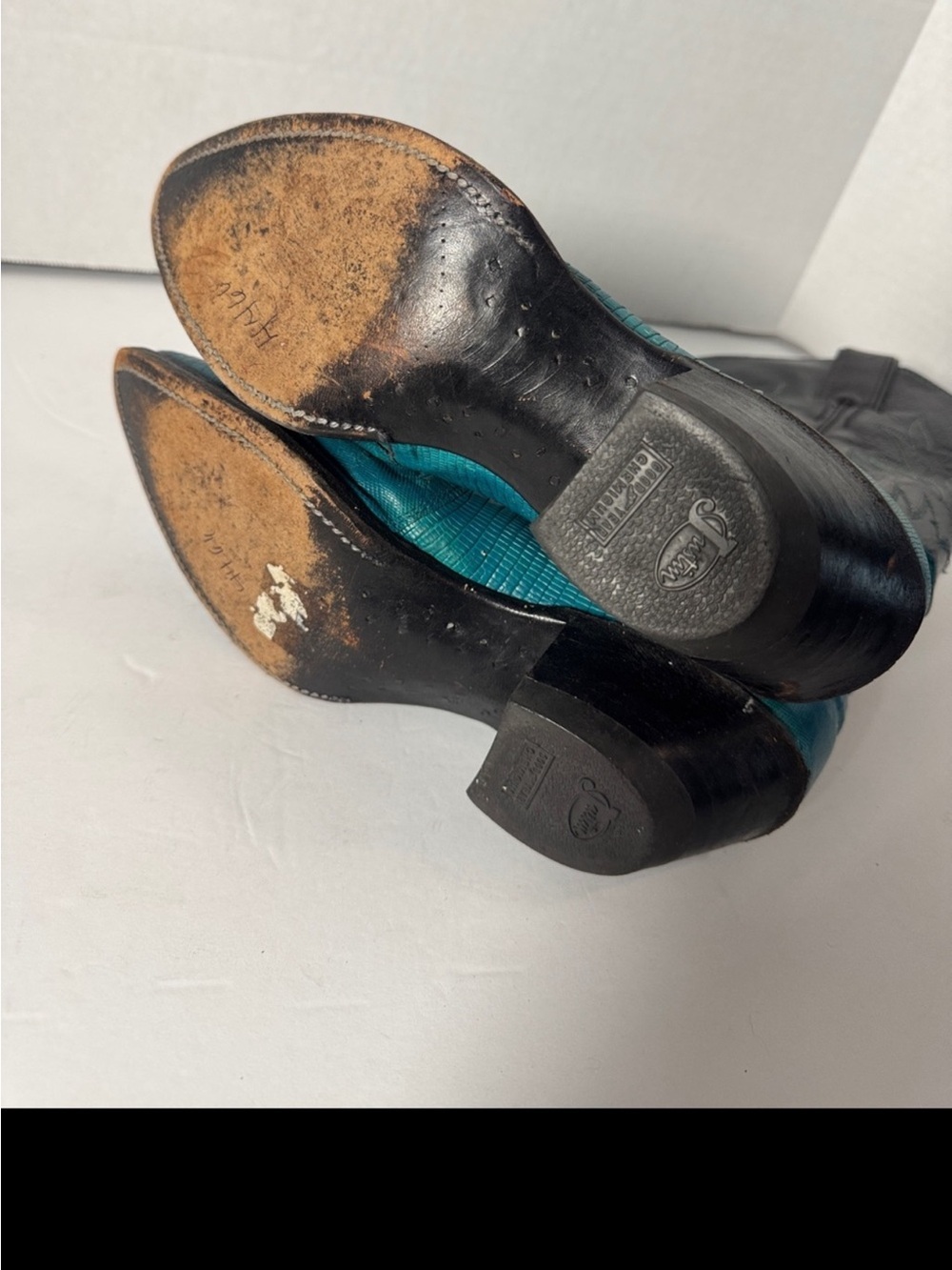 Justin Women's Boot Western Cowgirl Festival Sexy Size 7.5 Turquoise with Black - Picture 4 of 6
